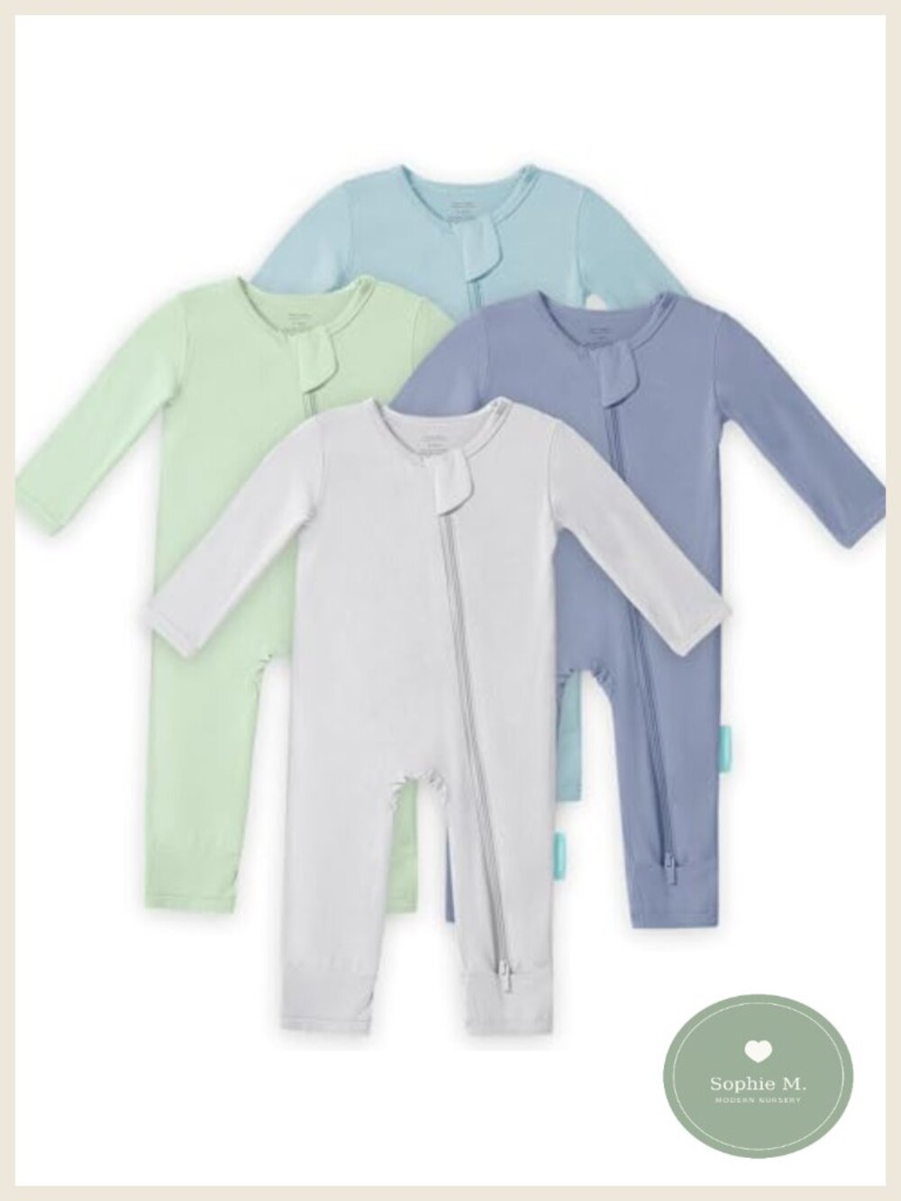 Bamboo Viscose Baby Romper Long Sleeve Footless Sleeper 2-Way Zip